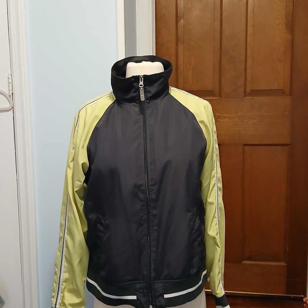 Track Jacket Funnel Neck Black and Lime